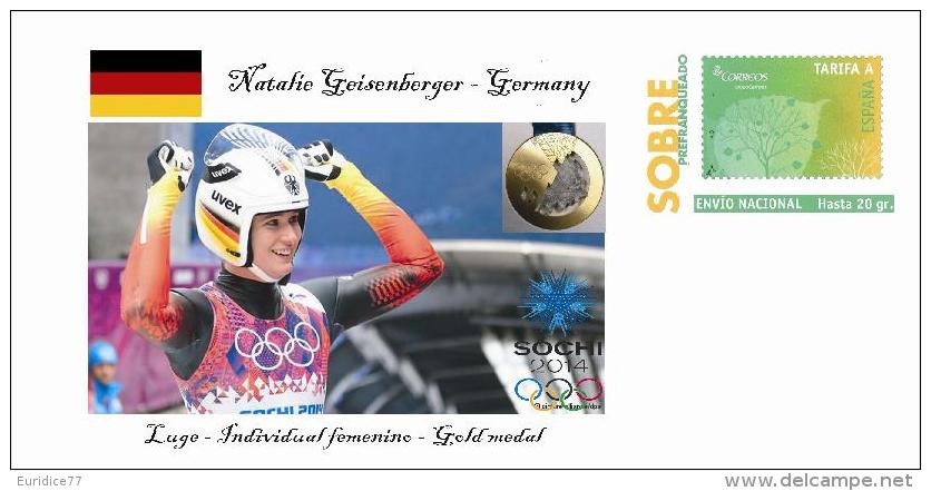 Spain 2014 - XXII Olimpics Winter Games Sochi 2014 Special Prepaid Cover - Natalie Geisenberger - Winter 2014: Sochi