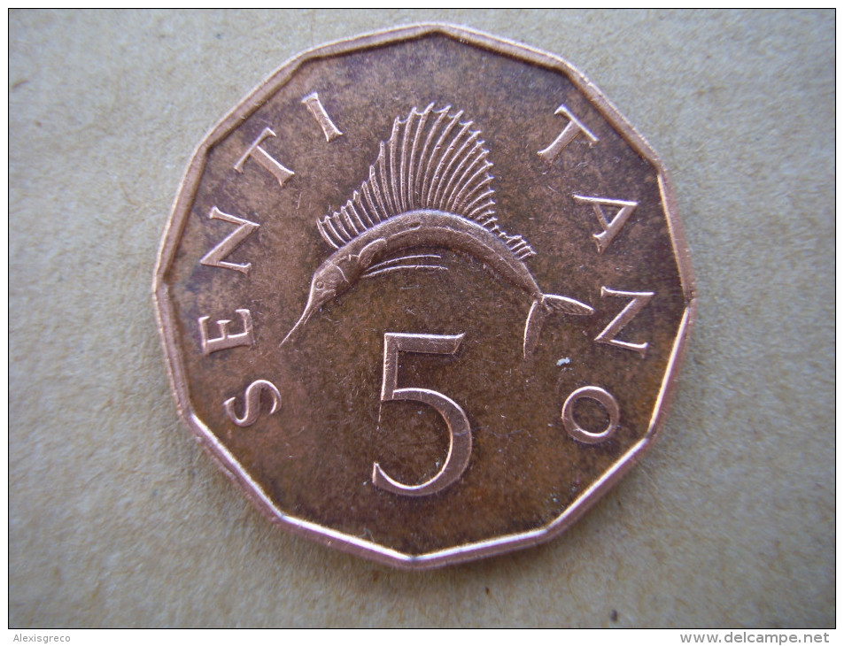TANZANIA 1976 FIVE CENTS NYERERE Nickel-brass USED COIN. - Tanzania