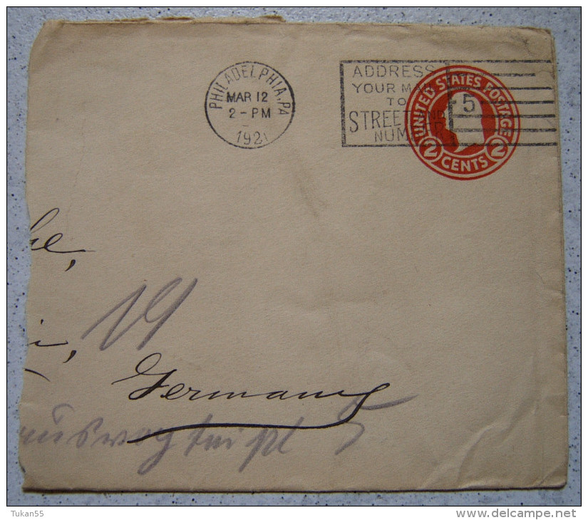 USA Philadelphia - Ganzsache / Weltpostbrief 1921 Nach Berlin                   (09) - 1921-40