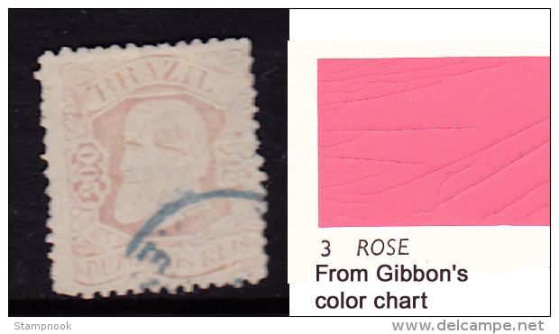 Brazil Scott    85  Used Fine Type II Pale Rose Diag Crossed Lines Bkgrnd CV $5.50 - Used Stamps