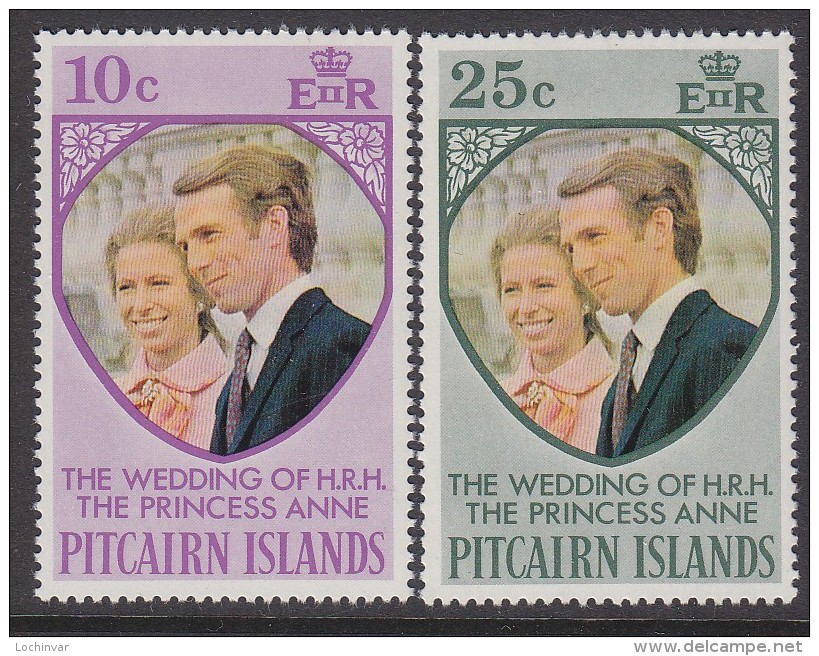 PITCAIRN Is, 1973 ROYAL WEDDING 2 MNH - Pitcairn