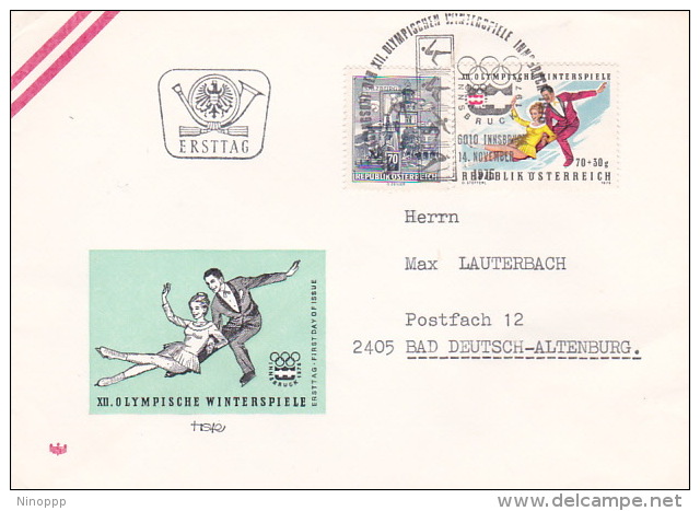 Austria 1976 Innsbruck Olympics, Figure Skating, Souvenir Cover - Skateboard