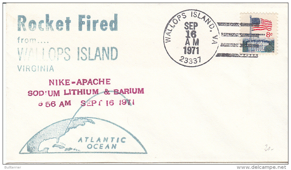 SPACE - USA - 1971 - NIKE  APACHE ROCKET  COVER WITH  WALLOPS ISLAND SEP 16 1971   POSTMARK   * - Stati Uniti