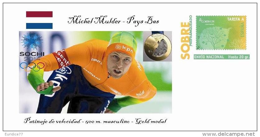 Spain 2014 - XXII Olimpics Winter Games Sochi 2014 Special Prepaid Cover - Michel Mulder - Winter 2014: Sochi