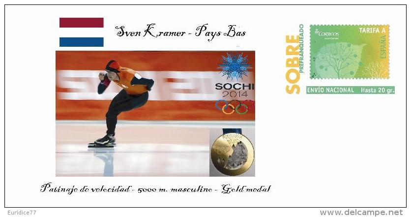 Spain 2014 - XXII Olimpics Winter Games Sochi 2014 Special Prepaid Cover - Sven Kramer - Winter 2014: Sochi