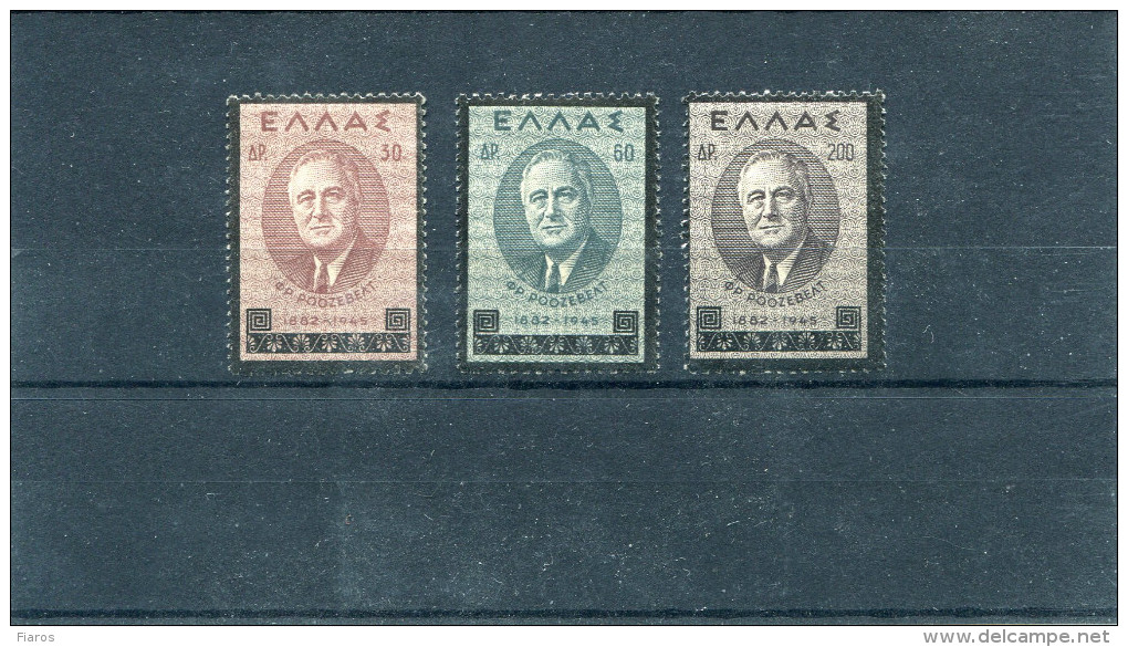 1945-Greece- "Franklin D.Roosevelt" Complete Set MH - Neufs