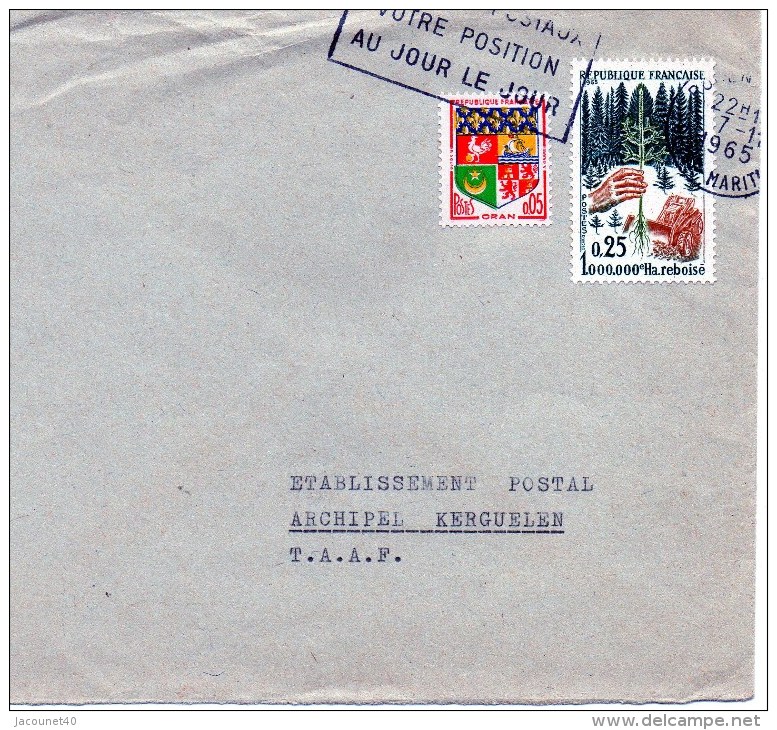 Taaf Kerguelen Port Aux Français Lettre De France Pour Kerguelen 1965 - Gebraucht