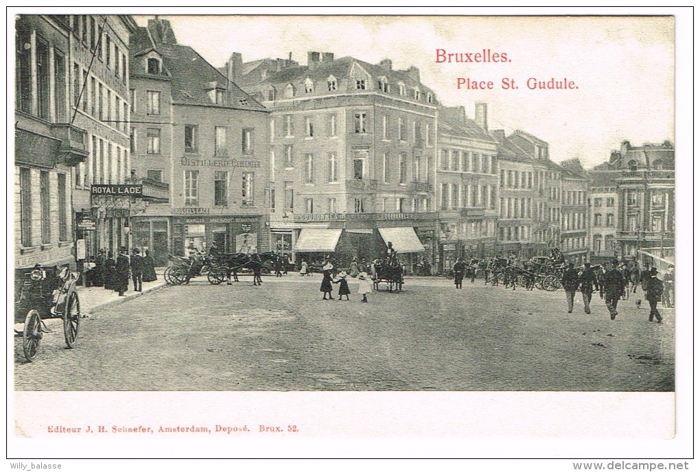 "Bruxelles - Place Sainte Caterine Et La Tour Noire" - Places, Squares