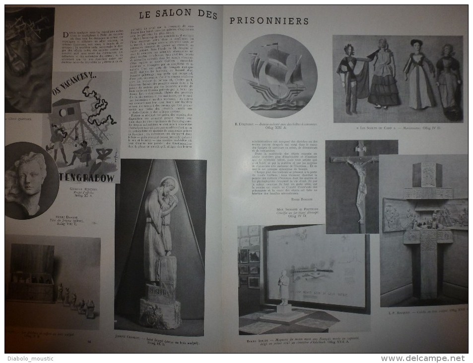 1942 Guerre Mondiale;Salon des prisonniers;Riom; Dessins enfants pour Pétain;Micros sous-marins JAPON; Carbofeuille
