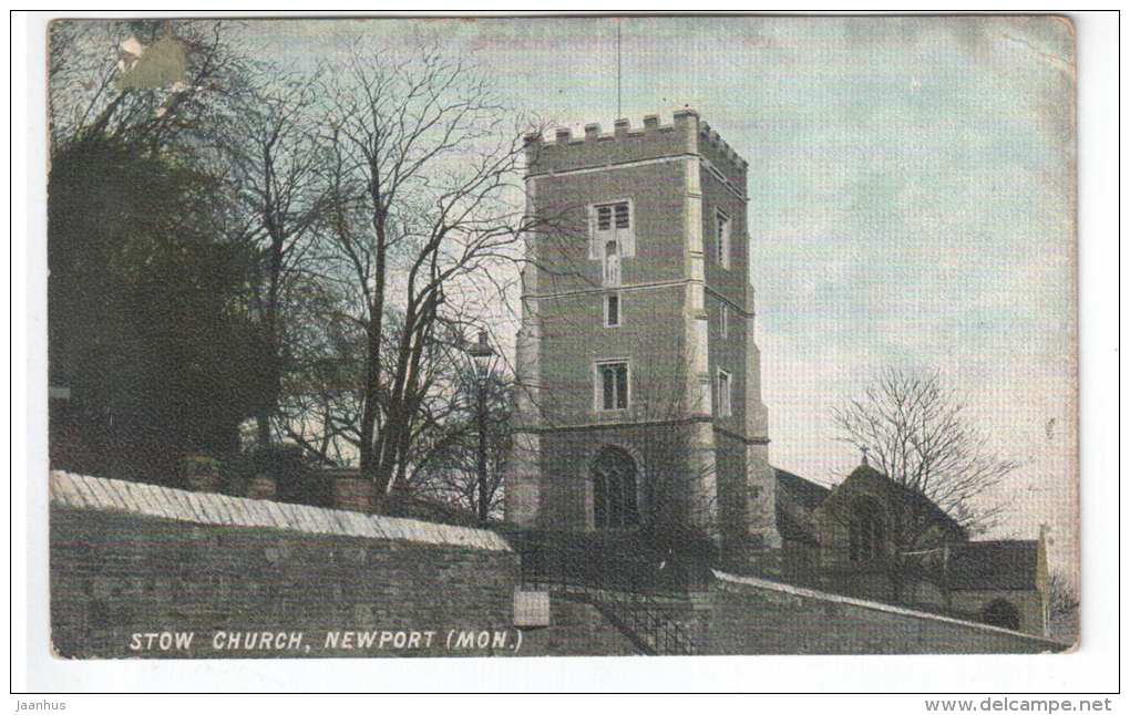 Stow Church - Newport - Monmouthshire - Wales - United Kingdom - Old Postcard - Circulated In Tsarist Russia 1915 - Used - Monmouthshire