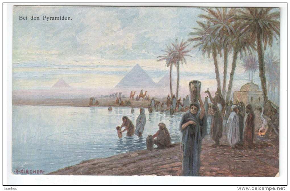 Illustration By A. Kircher - Bei Den Pyramiden - Pyramids - Camel - K. &amp; B. D. 1485 - Egypt - Old Postcard - Unused - Pyramides