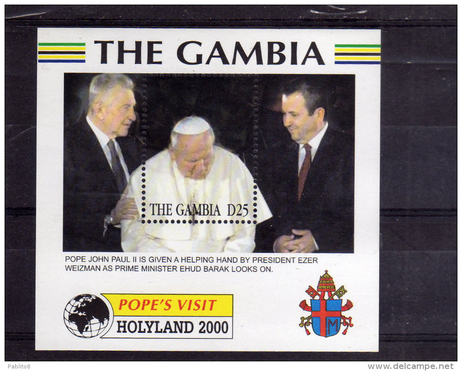 GAMBIA 2000 JHON PAUL POPE VISIT HOLYLAND SHEET VISITA IN TERRA SANTA PAPA GIOVANNI PAOLO II FOGLIETTO MNH - Gambie (1965-...)