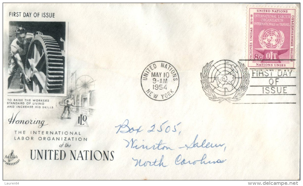 (114) Nited Nations New York FDC Cover - 1954 - Labor Organization - Cartas & Documentos