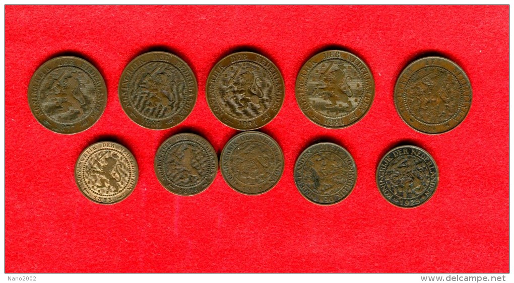 PAYS-BAS - NEDERLAND - NETHERLAND  -LOT: 5X 1 CENT 1883,1844, 1916, 1917, 1928 - 5 X 2 1/2 CENT 1877,1880, 1881(2) - 1849-1890 : Willem III