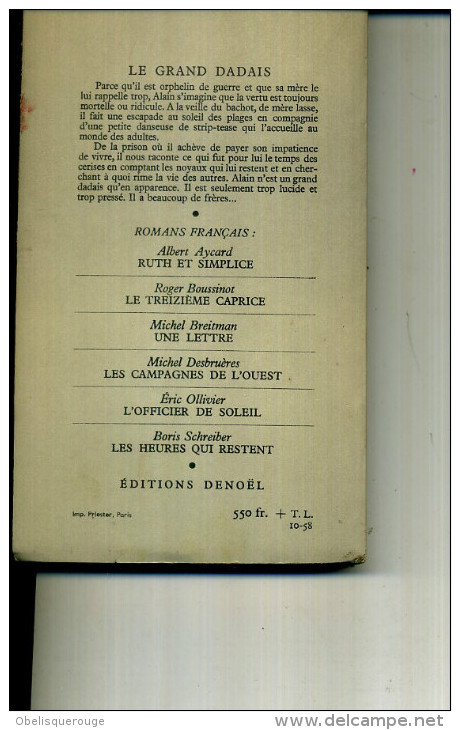 LE GRAND DADAIS BERTRAND POIROT DELPECH DENOEL 1958  188 PAGES - Action