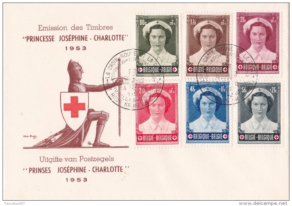 912 917 PC 8 FDC   Croix-Rouge Joséphine Charlotte Princesse 14-3-1953 Exposition Bruxelles €35 - Unclassified