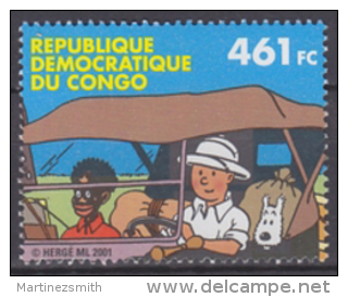 Congo Democratic Republic 2001 Tintin From Miniature Sheet, MNH - Nuevos