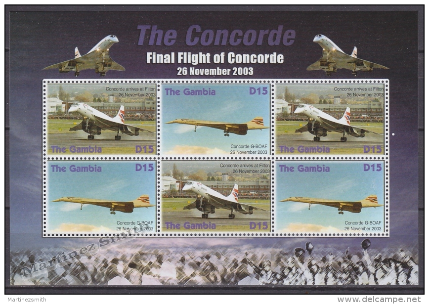 Gambia 2006 Yvert 4607C-07D, Concorde Airplane, Ann. First Flight (II) - Sheetlet - MNH - Gambie (1965-...)