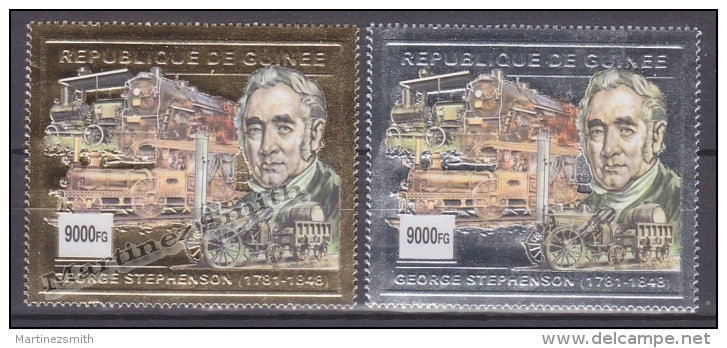 Guinée Republique - Guinea 2002 Yvert 2153-54, Old Trains George Stephenson, MNH - Guinée (1958-...)