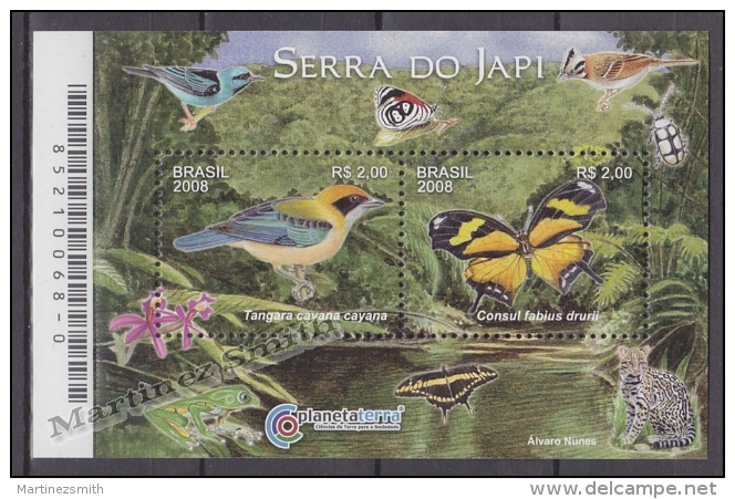 Bresil - Brazil - Brasil 2008 Miniature Sheet Yvert BF 134, Fauna, Serra Do Japi, Natural Heritage - MNH - Neufs