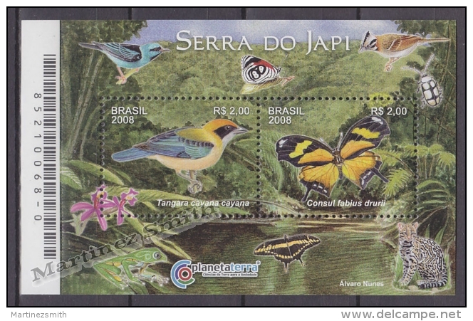 Bresil - Brazil - Brasil 2008 Miniature Sheet Yvert BF 134, Fauna, Serra Do Japi, Natural Heritage - MNH - Ungebraucht