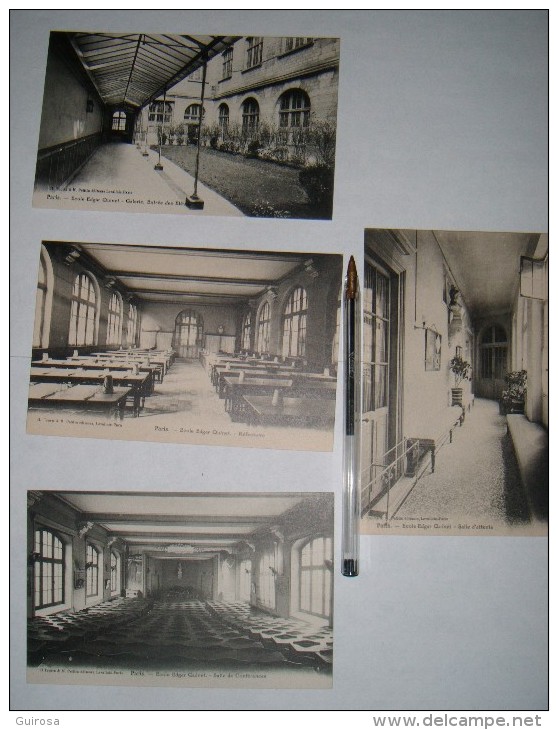 Lot De 4 Cartes De L'Ecole Edgar Quinet à Paris - Lycée - School