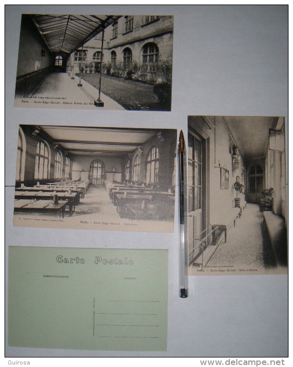 Lot De 4 Cartes De L'Ecole Edgar Quinet à Paris - Lycée - Schools