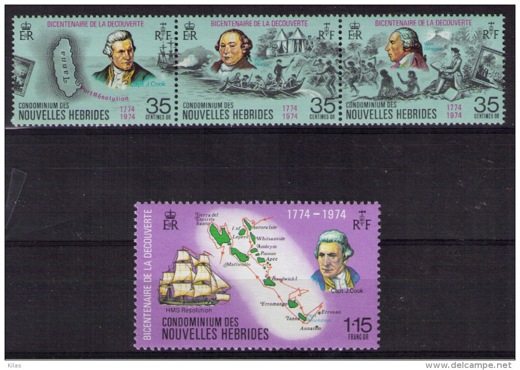 NOUVELLES HEBRIDES 1974 Discovery James Cook MNH - Explorers