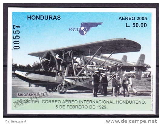 Honduras 2005 Yvert BF 84, History Of Post, Airplane, Miniature Sheet, MNH - Honduras