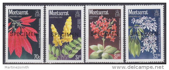 Montserrat 1986 Yvert 640-43, Christmas, Flora Flowers Overprint Specimen, MNH - Montserrat