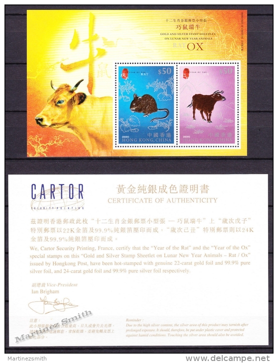 Hong Kong 2009 Yvert BF 179, Animals Chinese Zodiac, Rat &amp; Ox- Miniature Sheet - MNH - Nuovi