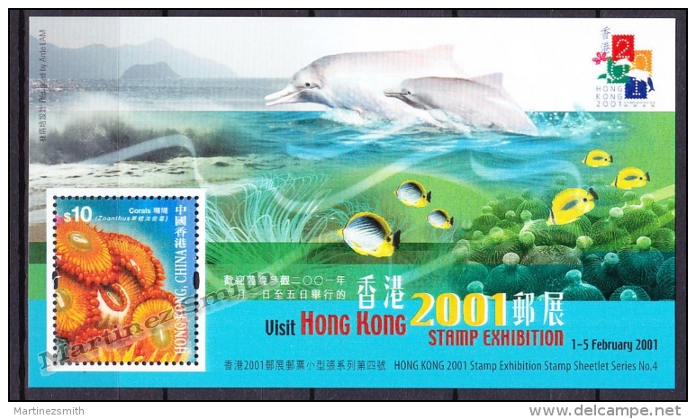 Hong Kong 2000 Yvert BF 72C, Stamp Exhibition, Sea Fauna, Corals Dolphins - Miniature Sheet - MNH - Nuovi