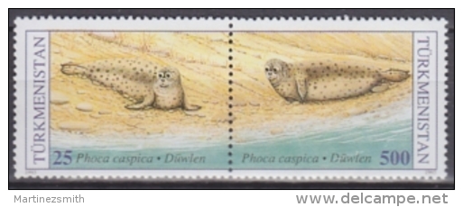 Turkmenistan 1993 Yvert 44-45, Protection Of Nature, Endangered Species, Seal - MNH - Turkmenistán