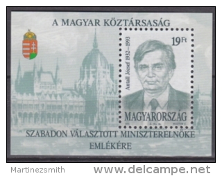 Hongrie - Hungary 1993 Yvert BF 229, Tribute To Jozsef Antall - MNH - Neufs