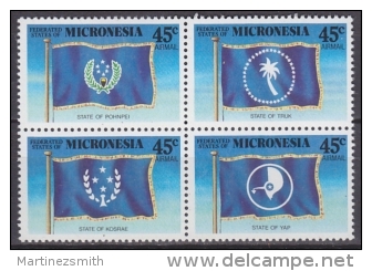 Micronesia 1989 Yvert Airmail 35-38, Flags Of The Federation- MNH - Micronésie