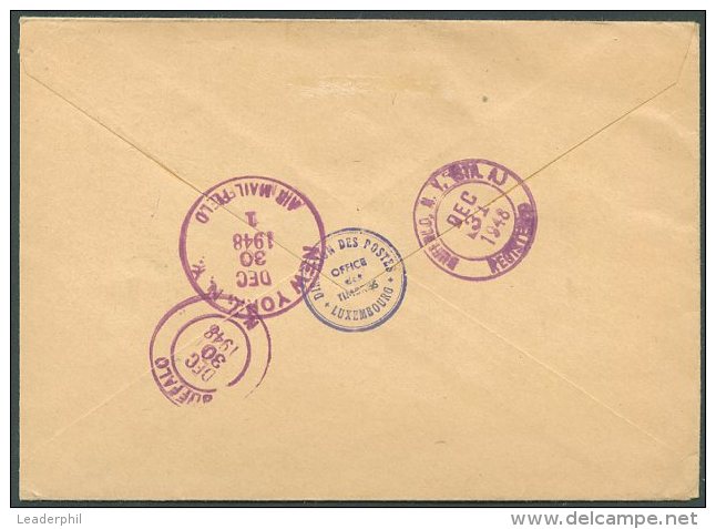 LUXEMBOURG TO USA Registered Air Mail Cover 1948 VF - Briefe U. Dokumente