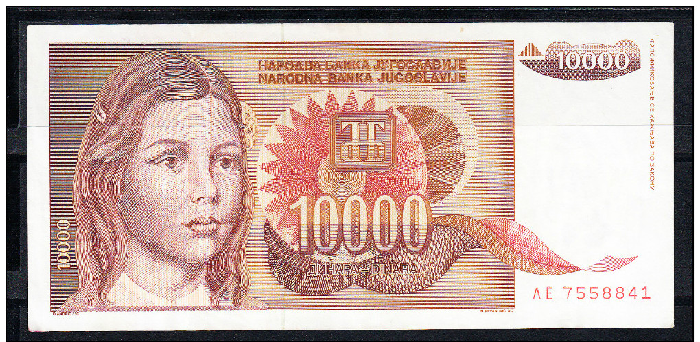 YOUGOSLAVIE 1992  10.000  DINARA.TRES BEAU.VOIR PHOTO.B 392 - Yugoslavia