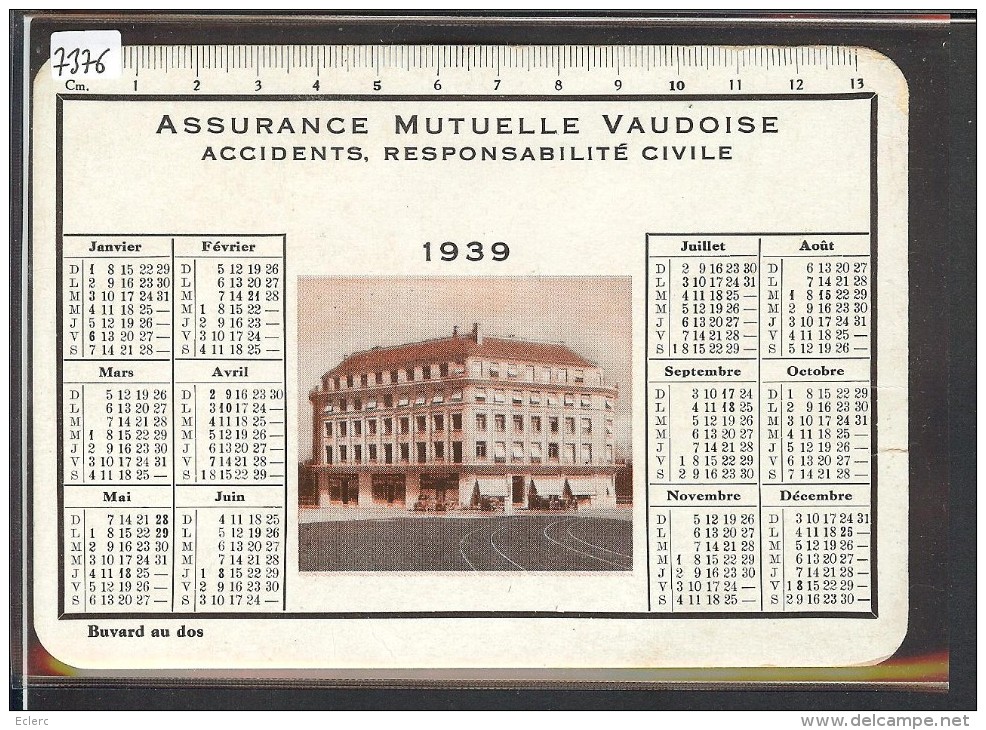 FORMAT 10x15 - LAUSANNE - BUVARD DE L´ASSURANCE MUTUELLE VAUDOISE 1939 - TB - Autres & Non Classés