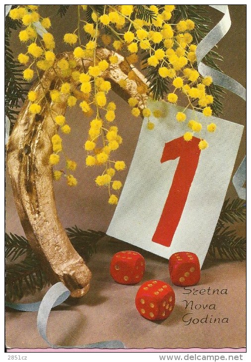 Happy New Year - Dices And Golden Horseshoe, 1974., Yugoslavia (T-234) - New Year