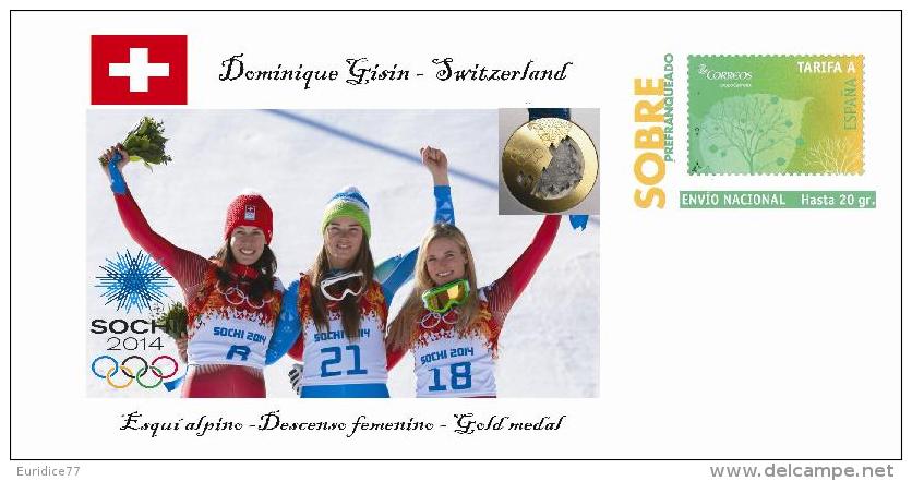 Spain 2014 - XXII Olimpics Winter Games Sochi 2014 Special Prepaid Cover - Dominique Gisin - Winter 2014: Sochi