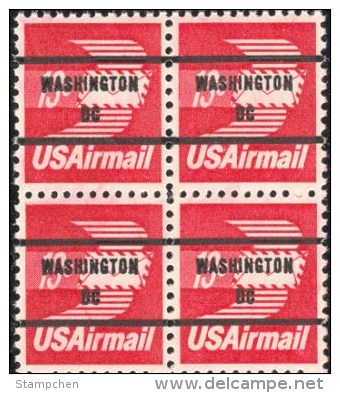 Block 4-1983 USA Precanceled Winged Air Envelope Airmail Stamp 13c Sc#C79b Unusual - Fehldrucke
