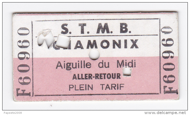 CHAMONIX / STMB - Ticket Pour L´aiguille Du Midi / Aller Et Retour - Année 70-80 - Europe