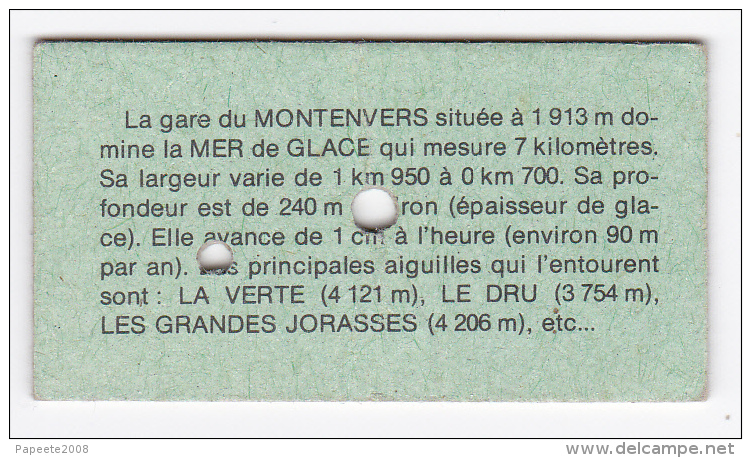 CHAMONIX 3 / MONTENVERS - Ticket Pour La Montée - Année 70-80 - Europa