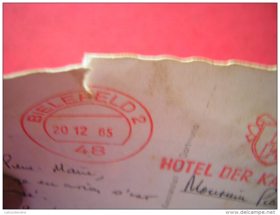 CPSM PHOTO  ALLEMAGNE   BIELEFELD AN DER OETKERHALLE      VOYAGEE   1965  FLAMME HOTEL DER KAISERHOF - Bielefeld