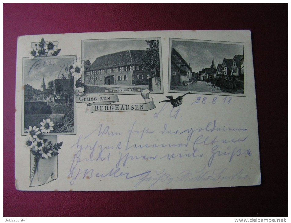 == Berghausen , Karlsruhe Pfinztal  Gasthaus Karte 1918 - Karlsruhe