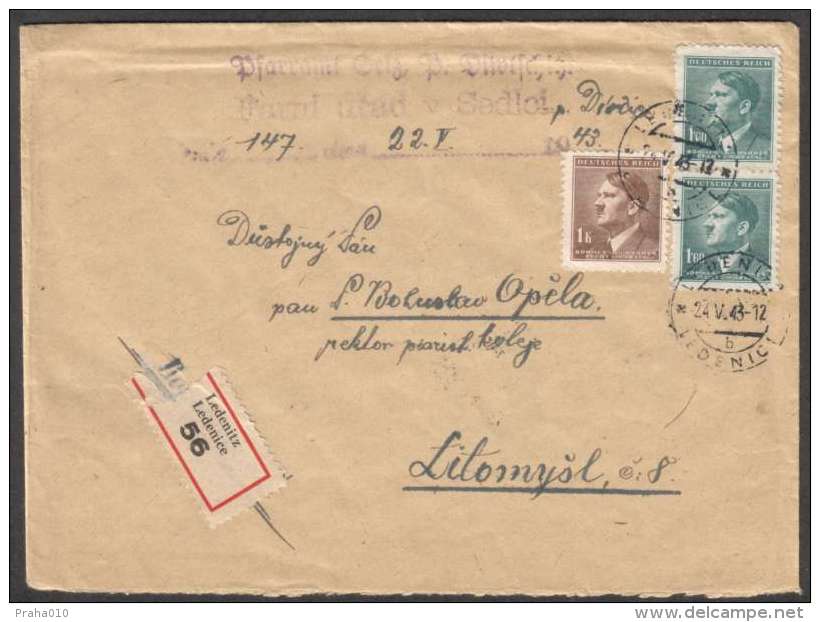 BuM0949 - Böhmen Und Mähren (1943) Ledenitz - Ledenice / Leitomischl - Litomysl (R-letter) Tariff: 4,20K - Covers & Documents