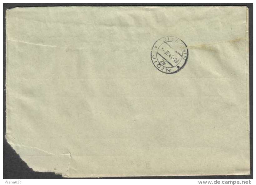 BuM0957 - Böhmen Und Mähren (1944) Liban - Liban / Jitschin - Jicin (R-letter) Tariff: 4,20K (stamp: Adolf Hitler) - Covers & Documents