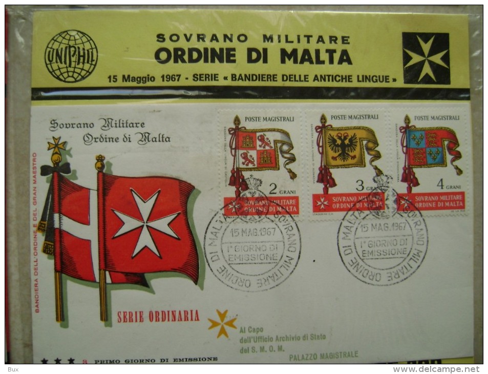 LOTTO 5  BUSTE  IMBUSTATE 1967    FIRST  DAY  COVER  SOVRANO  MILITARE  ORDINE DI   MALTA  BANDIERE  FLAG      FDC BUSTA - Malta