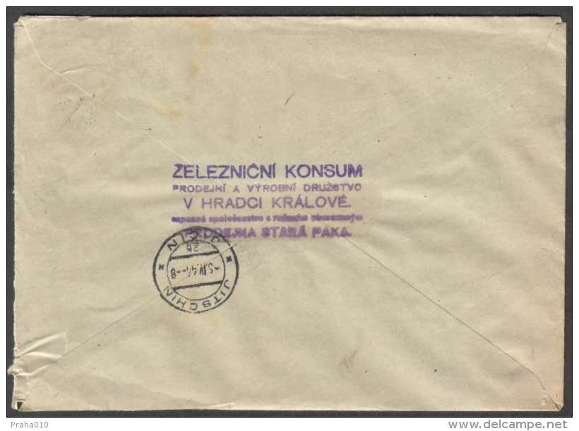BuM0974 - Böhmen Und Mähren (1944) Altpaka - Stara Paka / Jitschin - Jicin (R-letter) Tariff: 4,20K (stamp: Adolf Hitler - Covers & Documents