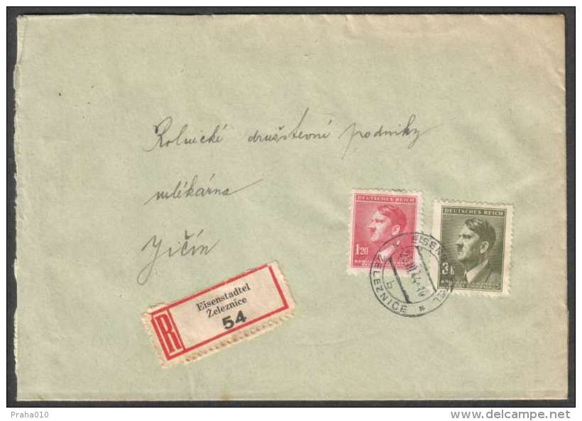 BuM0981 - Böhmen Und Mähren (1944) Eisenstadtel - Zeleznice / Jitschin - Jicin (R-letter) Tariff: 4,20K (stamp: A.Hitler - Covers & Documents